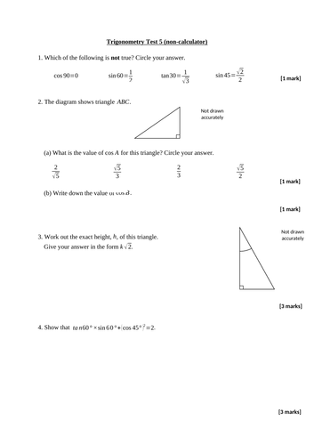 Trigonometry tests x20 (new GCSE 9-1 maths) | Teaching Resources