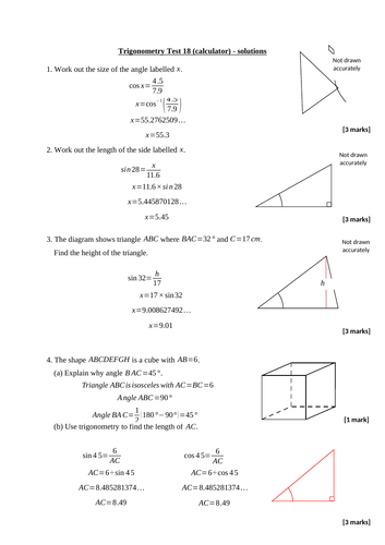 Trigonometry tests x20 (new GCSE 9-1 maths) | Teaching Resources