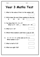 Year 3 Maths Test by Lresources4teachers | Teaching Resources