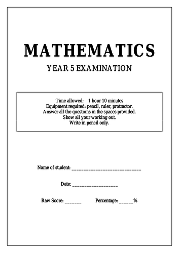 Year 5 Maths Test | Teaching Resources