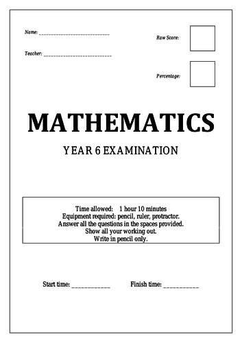 Year 6 Maths - End of Year Test