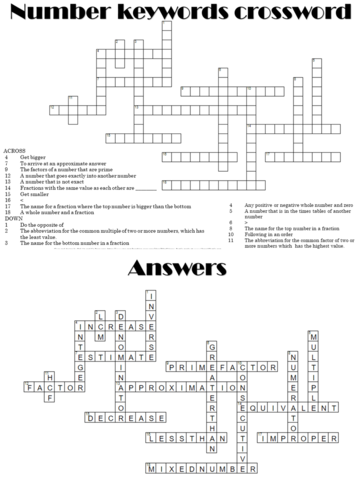 Number key words - maths word search and crossword | Teaching Resources