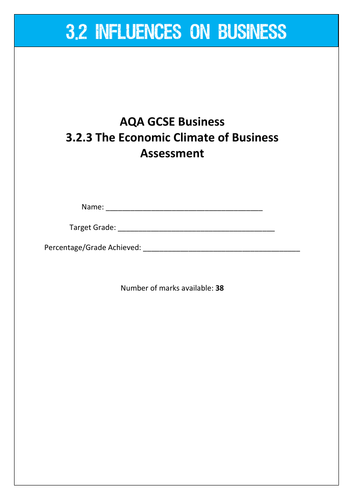 AQA GCSE Business (9-1) 3.2.3 The Economic Climate of Business ...