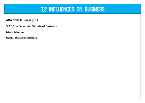 AQA GCSE Business (9-1) 3.2.3 The Economic Climate of Business ...