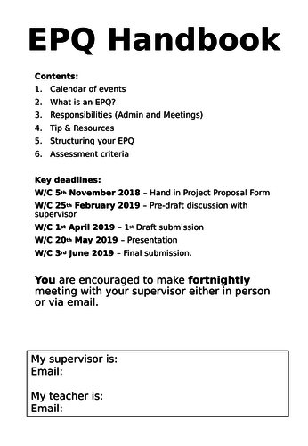 Extended Project Qualification (EPQ) starter pack | Teaching Resources