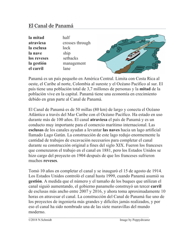 El Canal de Panamá Lectura y Cultura: Panama Canal Spanish Reading