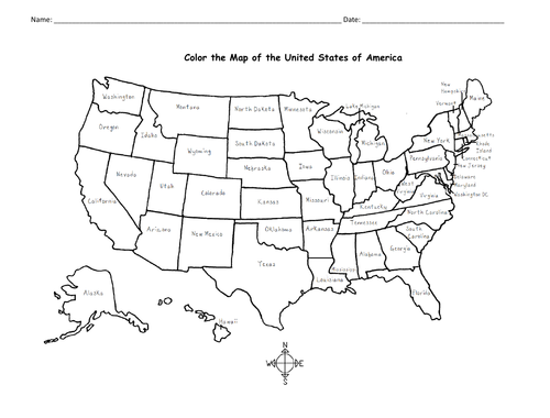 color the map of the usa teaching resources