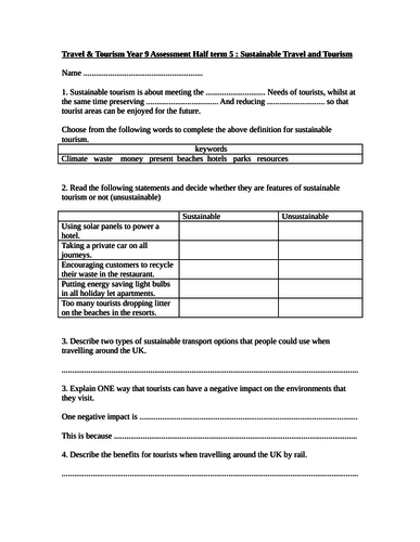 sustainable tourism test