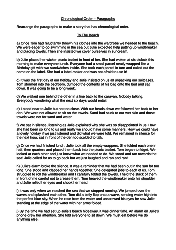 2 Chronological Order Worksheets Tasks English Structure GCSE