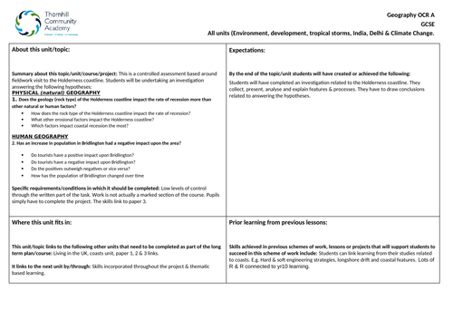 gcse scheme of work full year geography 1-9 climate ecosystems amazon el nino reefs development