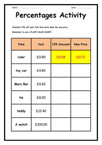 Percentages: 2 differentiated worksheets