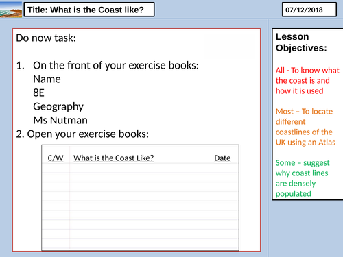 Lesson 1 - What is the Coast Like?