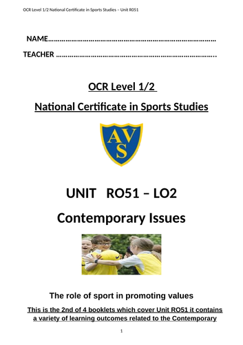 OCR National Certificate in Sports Studies R051 L02 Student booklet