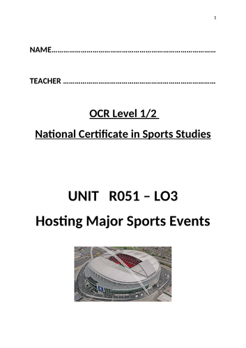 OCR National Certificate in Sports Studies R051 L03 - student booklet
