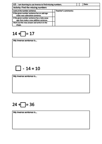 ks1 missing numbers solve word problems use inverse teaching resources