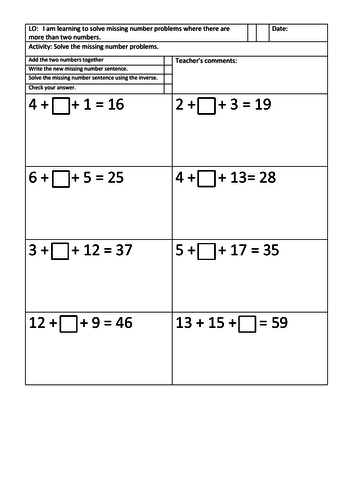 ks1 missing numbers solve word problems use inverse teaching resources