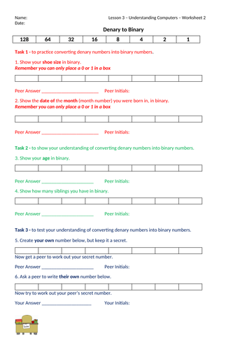 binary worksheet | Teaching Resources