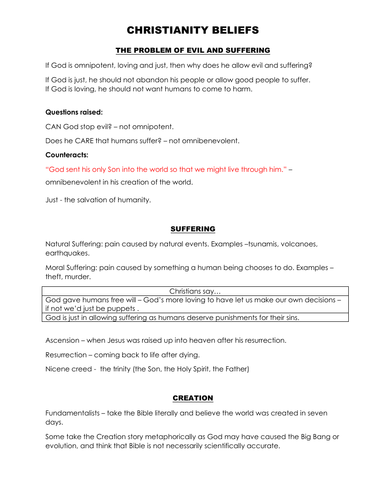 Study of Religions Revision for Christianity NEW 9-1 AQA Religious Studies Specification