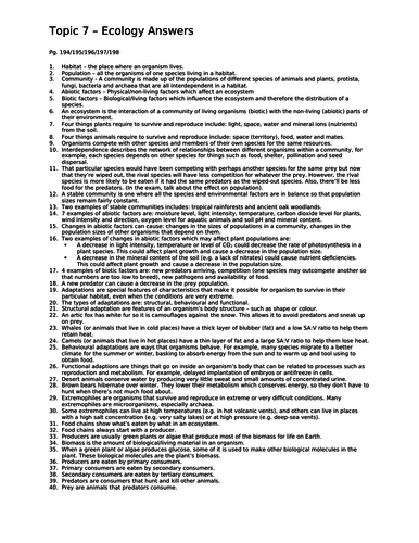 Ecology Paper 2 NEW AQA 9-1 GCSE BIOLOGY ALL POSSIBLE QUESTIONS & ANSWERS