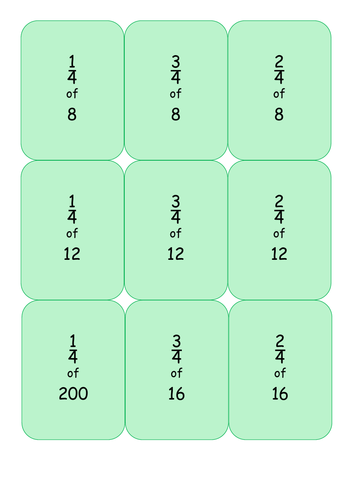 Escaped on the Playground Fractions of amounts game cards