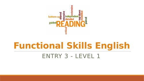 Functional Skills English Reading Powerpoint Pack Entry 3 - Level 1 ...
