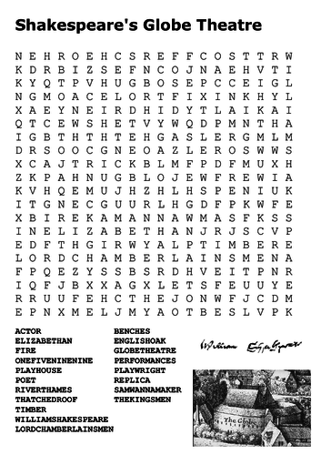 Shakespeare Globe Theatre Word Search