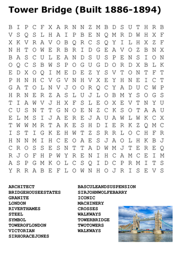 Tower Bridge Word Search