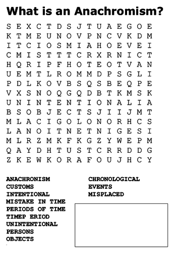 What is an Anachromism Word Search