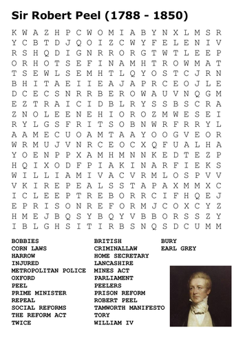 Robert Peel Word Search