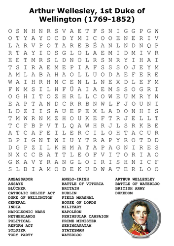 The Duke of Wellington Word Search