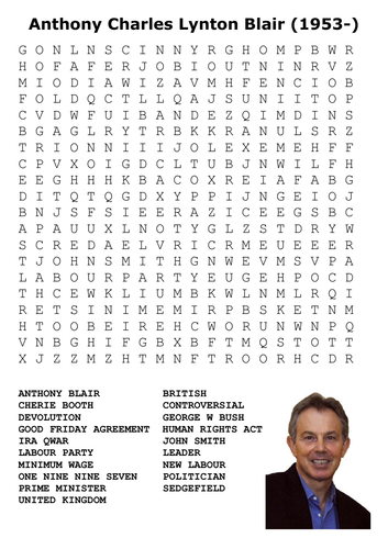 Tony Blair Word Search