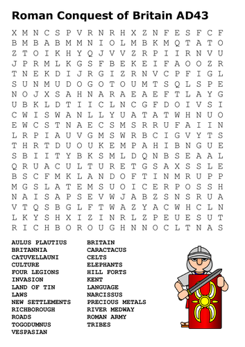 Roman Conquest of Britain AD43 Word Search