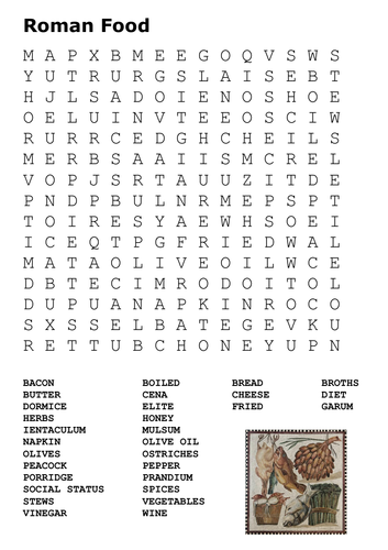 Roman Food Word Search