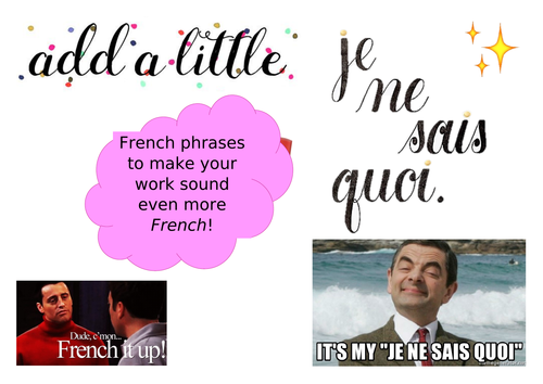 Idioms, unusual phrases and interesting adjectives in French display ...