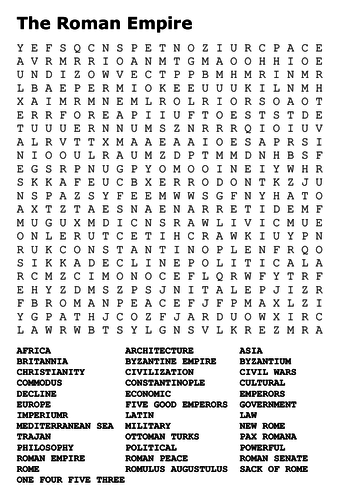 The Roman Empire Word Search