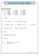 Sector Area and Arc Length Worksheets - With Answers | Teaching Resources