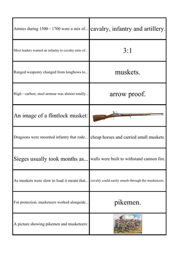 Warfare 1500-1700 Tarsia Revision Puzzle | Teaching Resources