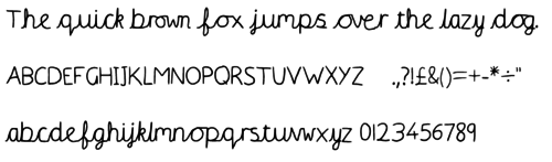Handwriting font - xz break letters
