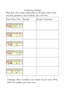 year 3 hundreds place value charts and partitioning