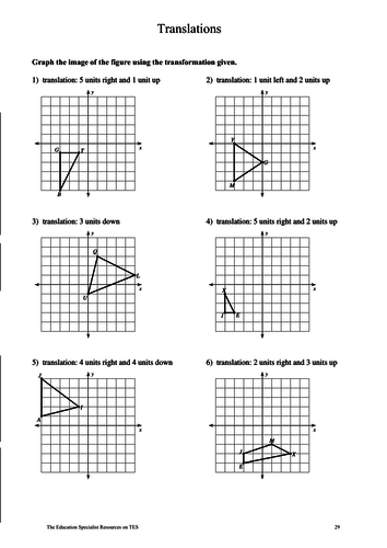 GCSE maths worksheet: translation | Teaching Resources