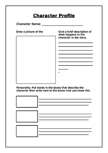 Character Profile Teaching Resources 0104