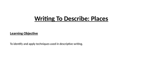 Language Paper 1 Section B - Writing to Describe | Teaching Resources
