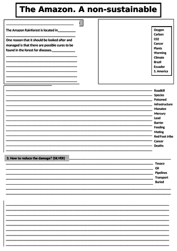 geography ecosystems 1-9 OCR AQA gcse ks3 rainforest sustainable management uses amazon