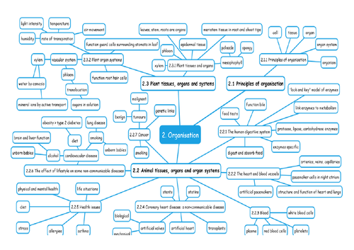 Organisation 2 - Mindmap AQA Biology GCSE