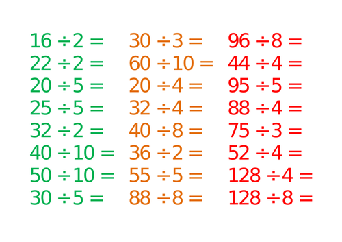 Differentiated division calculations