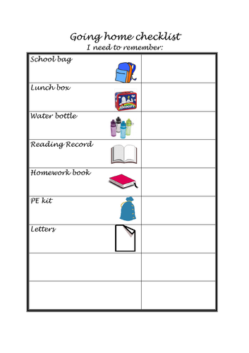 Going home checklist