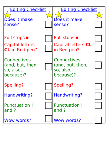 Editing Checklist | Teaching Resources