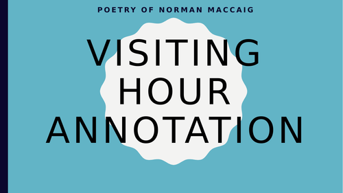 Norman MacCaig Scottish Text - Visiting Hour