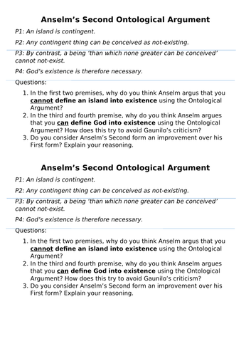 What Is The Ontological Argument? | Teaching Resources