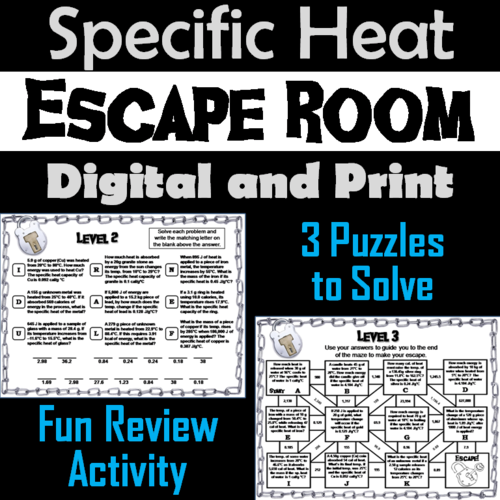 Specific Heat: Chemistry Escape Room - Science